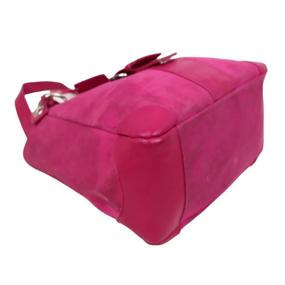ROOMY BATH & BODY WORKS MAGENTA FAUX LEATHER SUEDE TOTE BOHO SHOULDER BAG PURSE